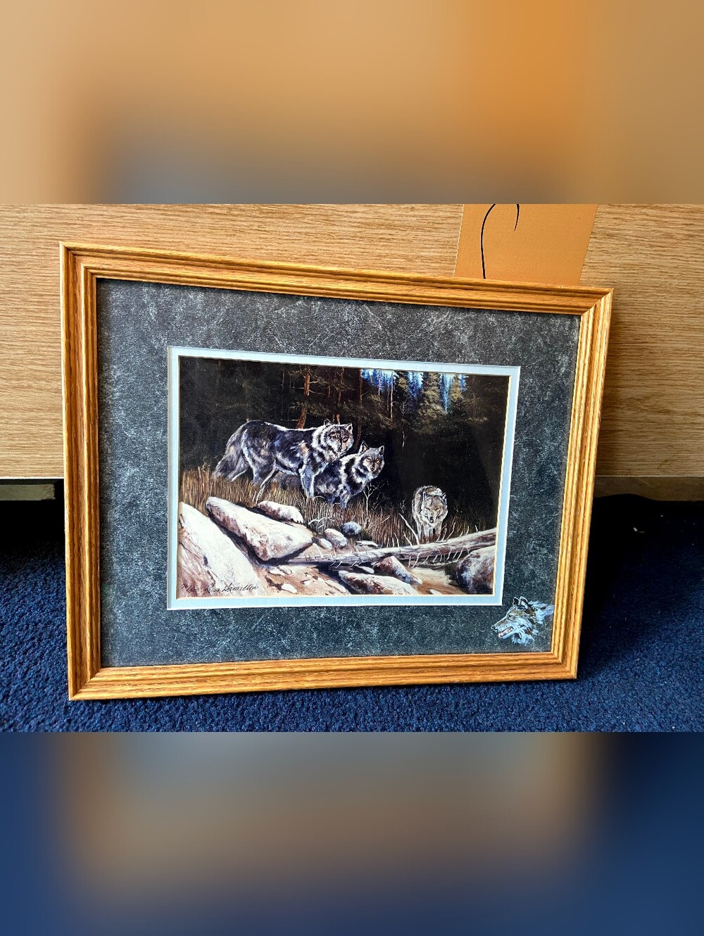 Framed Wolf Pack Prints in Brown and Gray Mat-Set Of Three